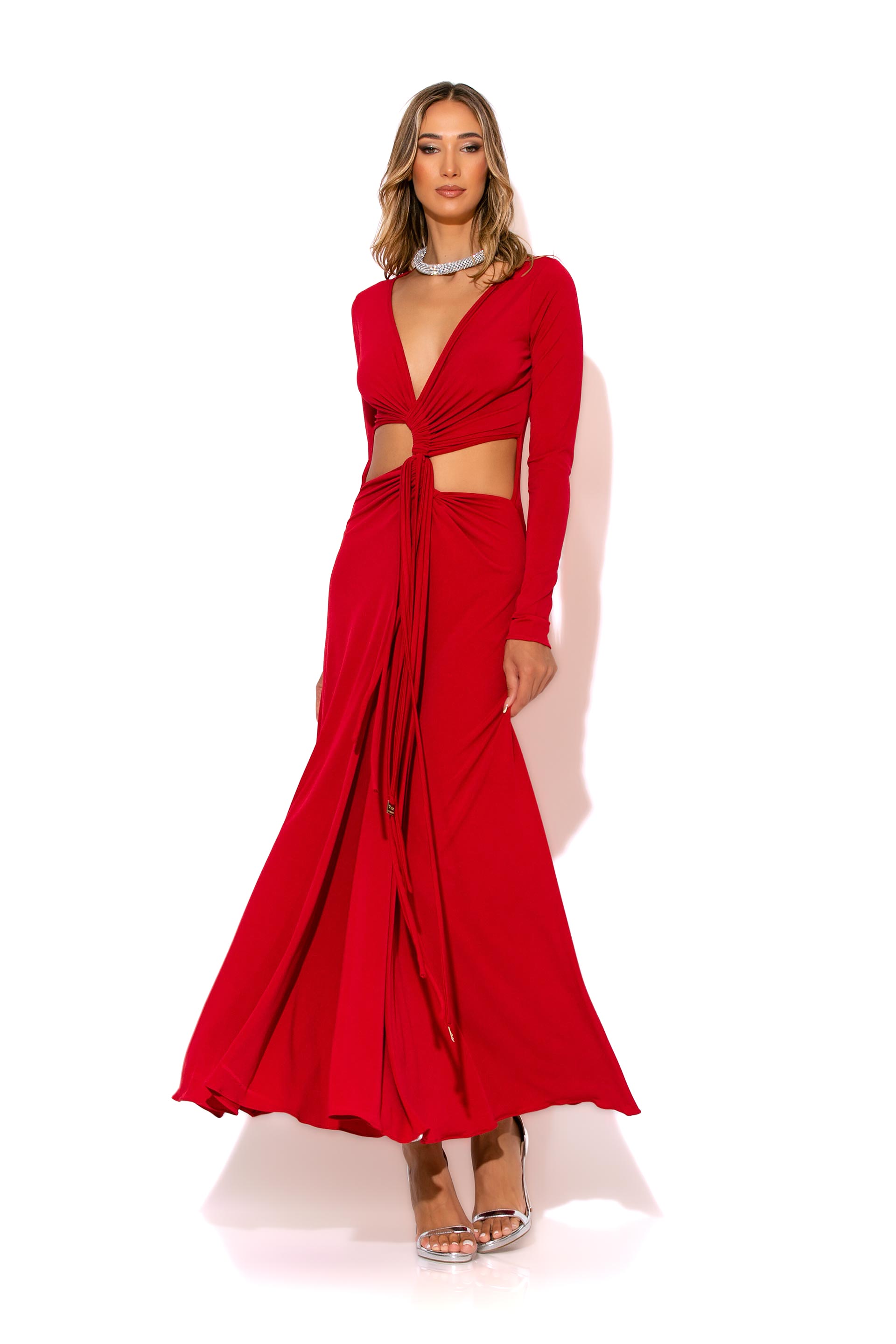 C-THROU Ruched Cut out Stretch-Jersey maxi dress. C-THROU Ruched Cut out jersey maxi dress is the perfect choice for your next evening event.