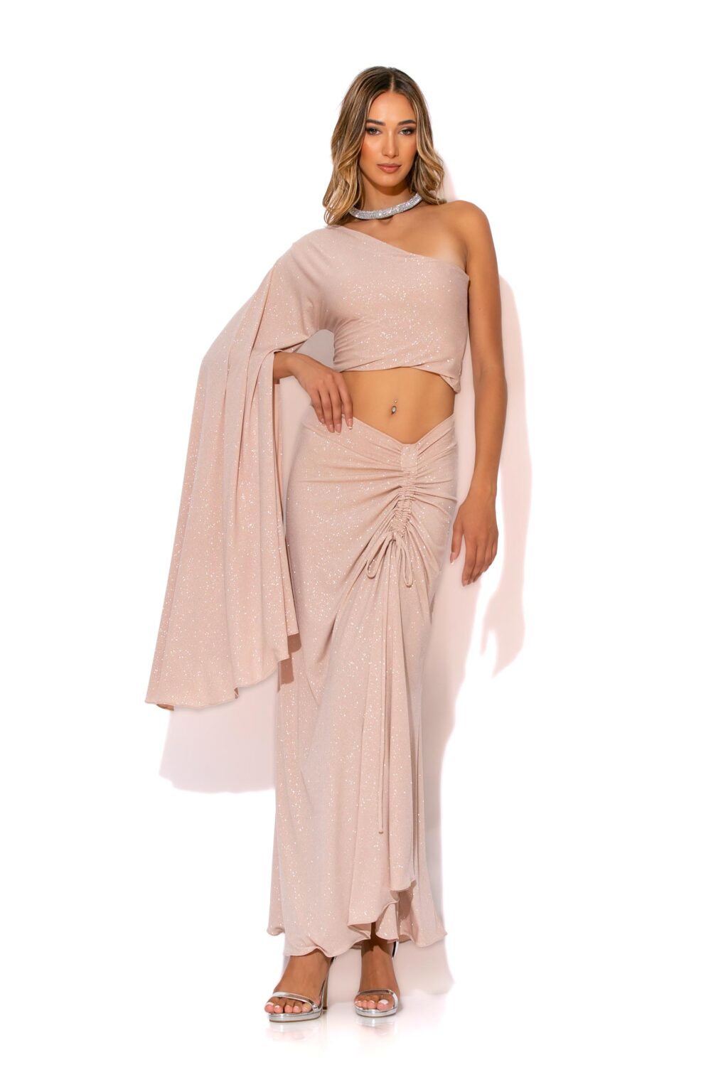 gold-glow-lurex-jersey-ruched-front-drawstring-maxi-skirt