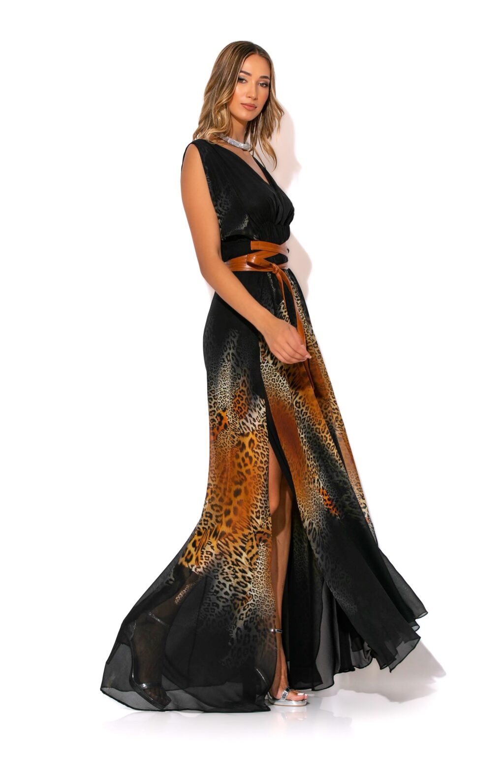 gold-glow-maxi-belted-animal-degrade-wrap-dress