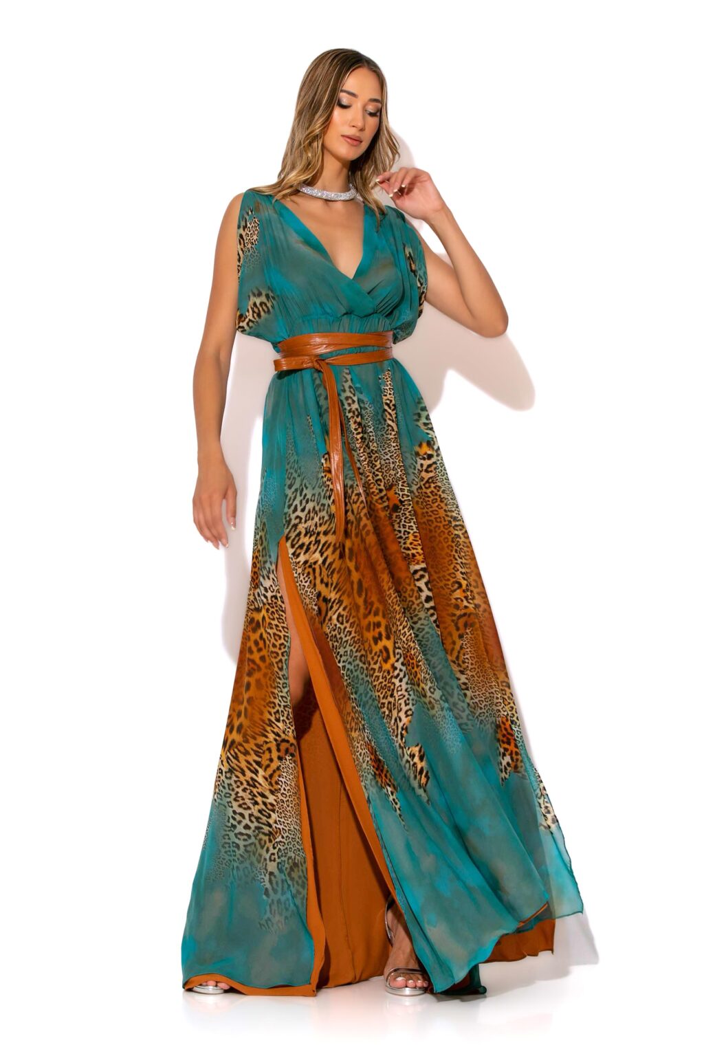 gold-glow-maxi-belted-animal-degrade-wrap-dress