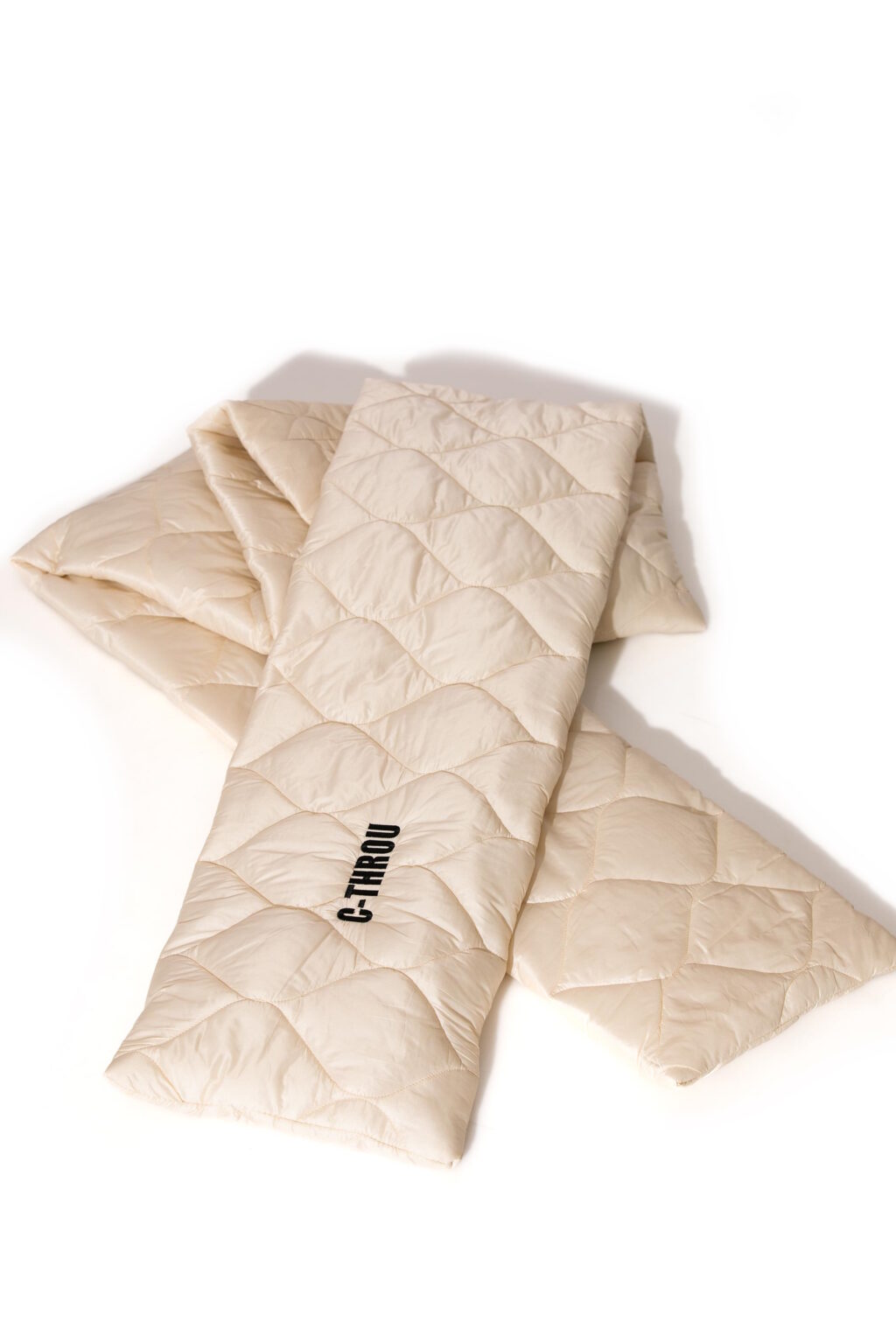 C-THROU quilted shell puffer down scarf C-THROU logo embroidered is designed for lightweight warmth and comfort on cold days