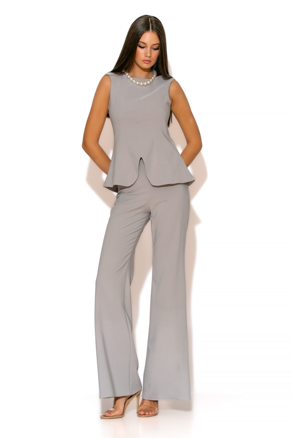 C-THROU Crepe High-waisted Flared Pants. C-THROU Crepe High-waisted Flared Pants With side zip and flared legs for a total cocktail outfit