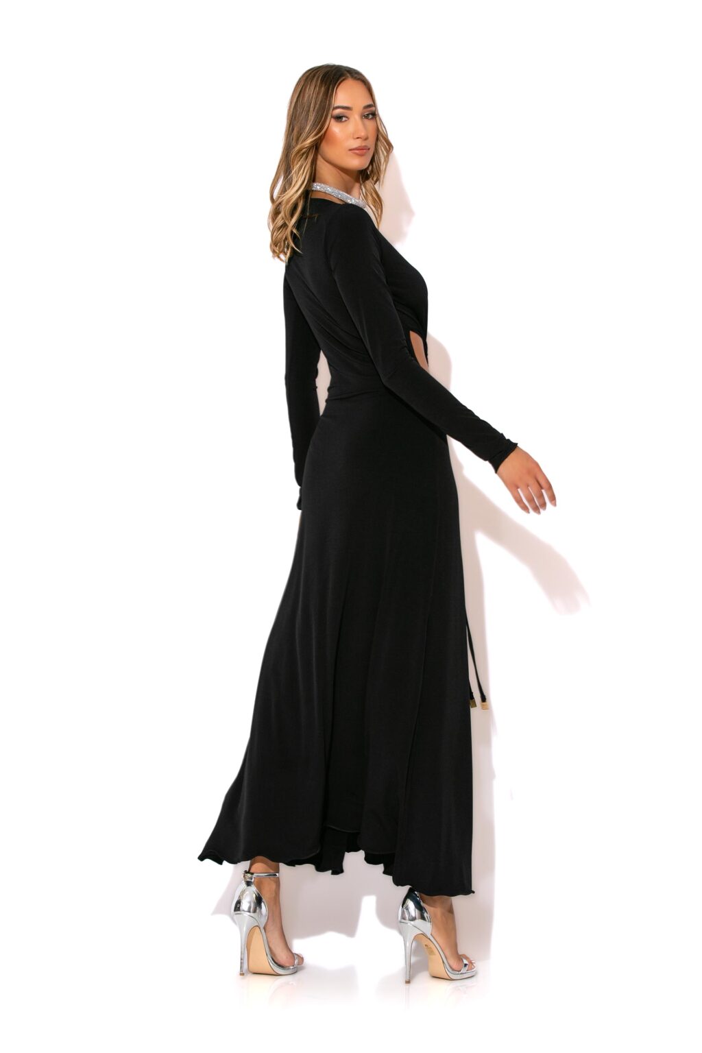 Ruched cut out jersey maxi dress