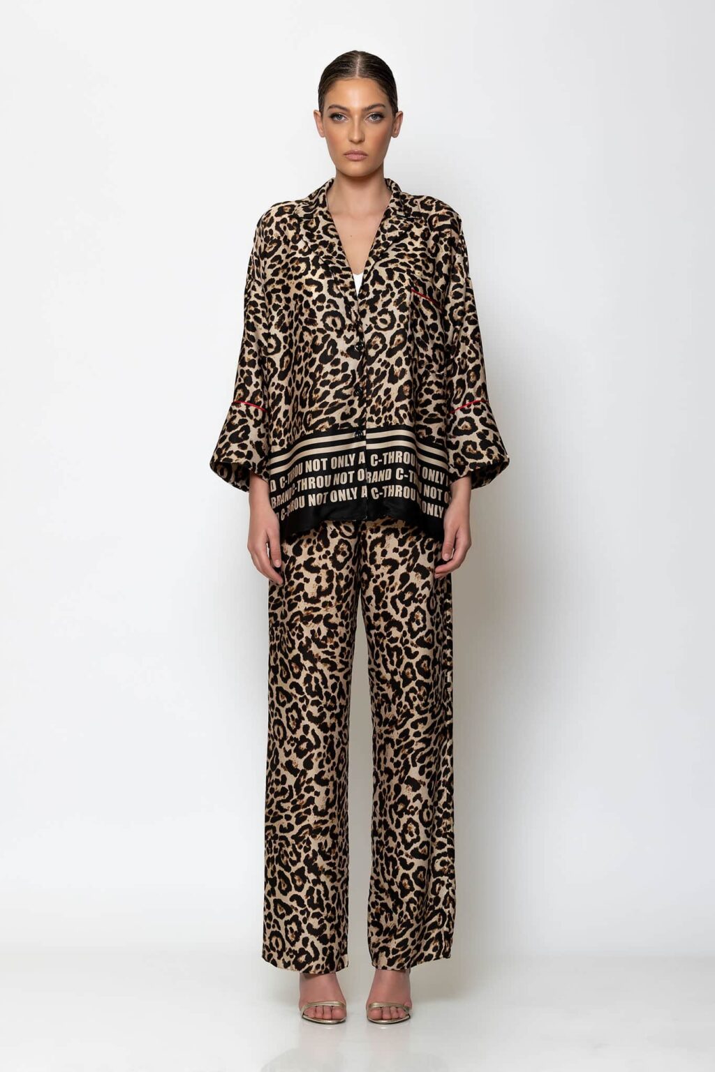 Animal print satin pants