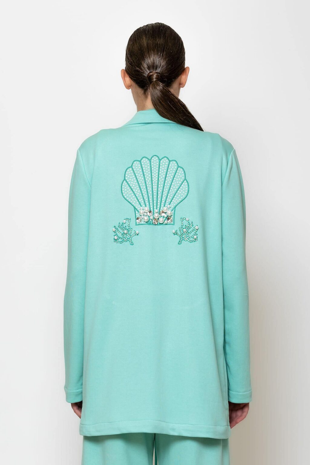 Embellished oversized cotton-blend jacket